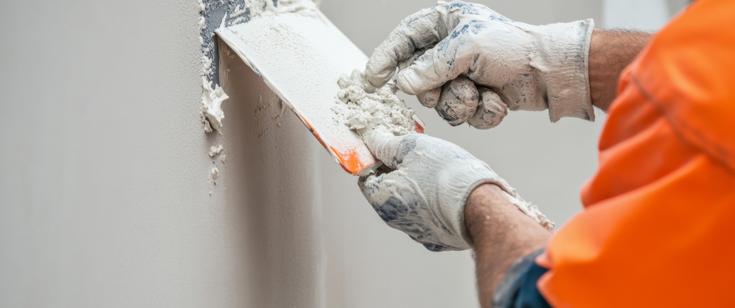 A Construction Worker Applying Spackle to a Wall